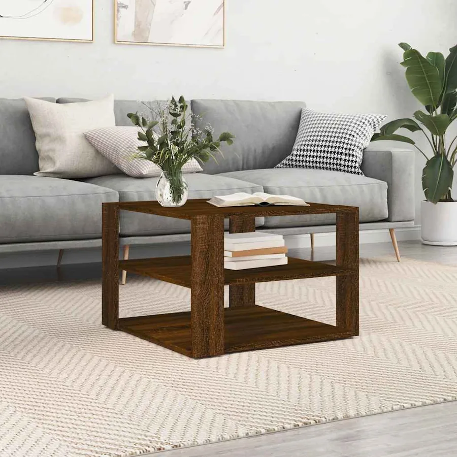 Table basse chêne marron 58x58x40 cm bois d'ingénierie