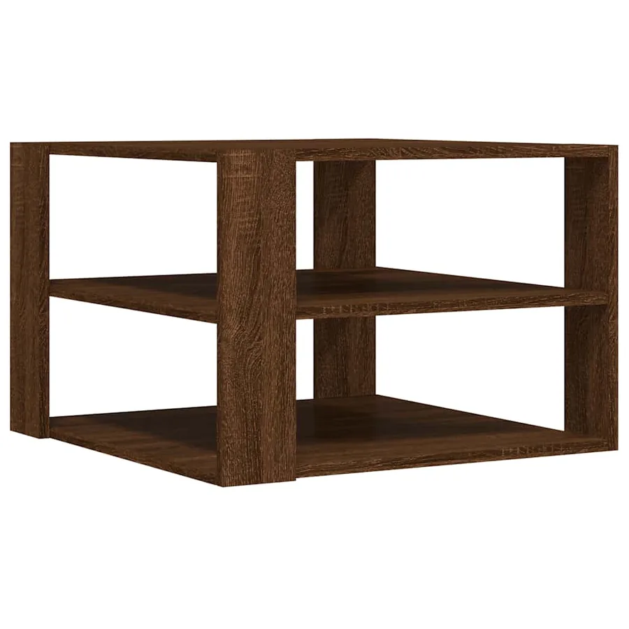 Table basse chêne marron 58x58x40 cm bois d'ingénierie - 2