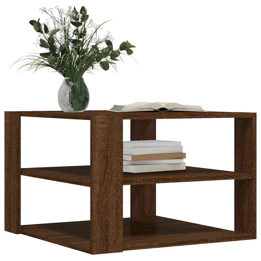 Table basse chêne marron 58x58x40 cm bois d'ingénierie - 3