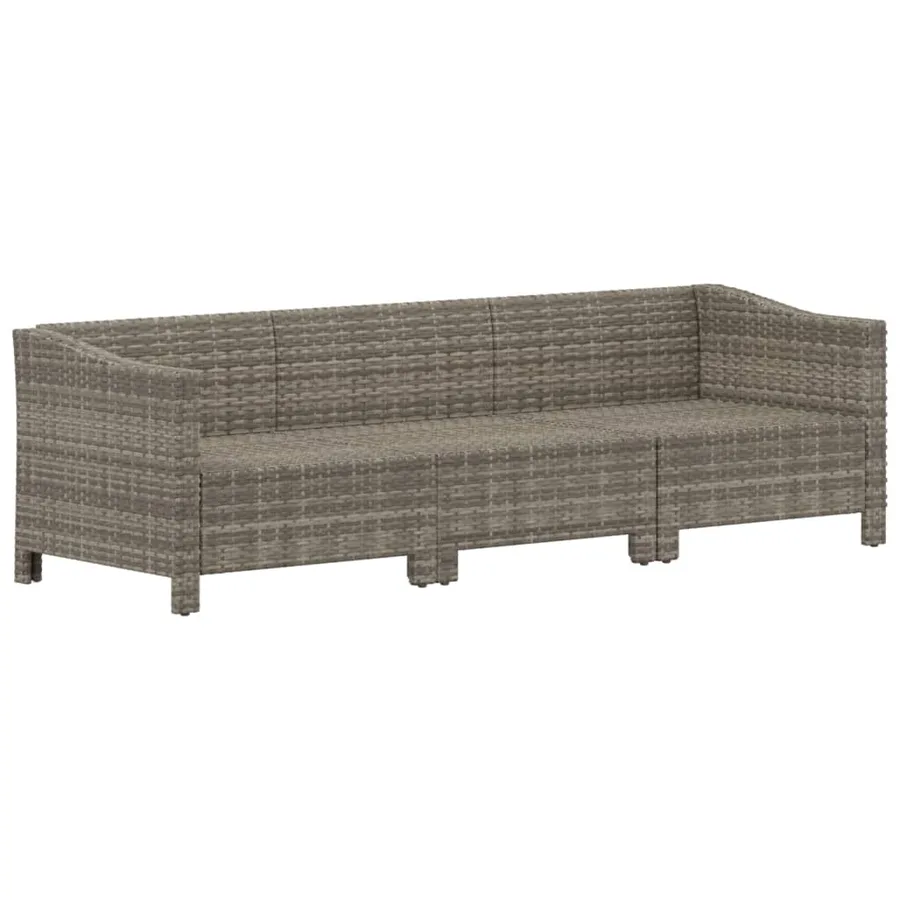 Salon de jardin 3 pcs avec coussins Gris Résine tressée - 4