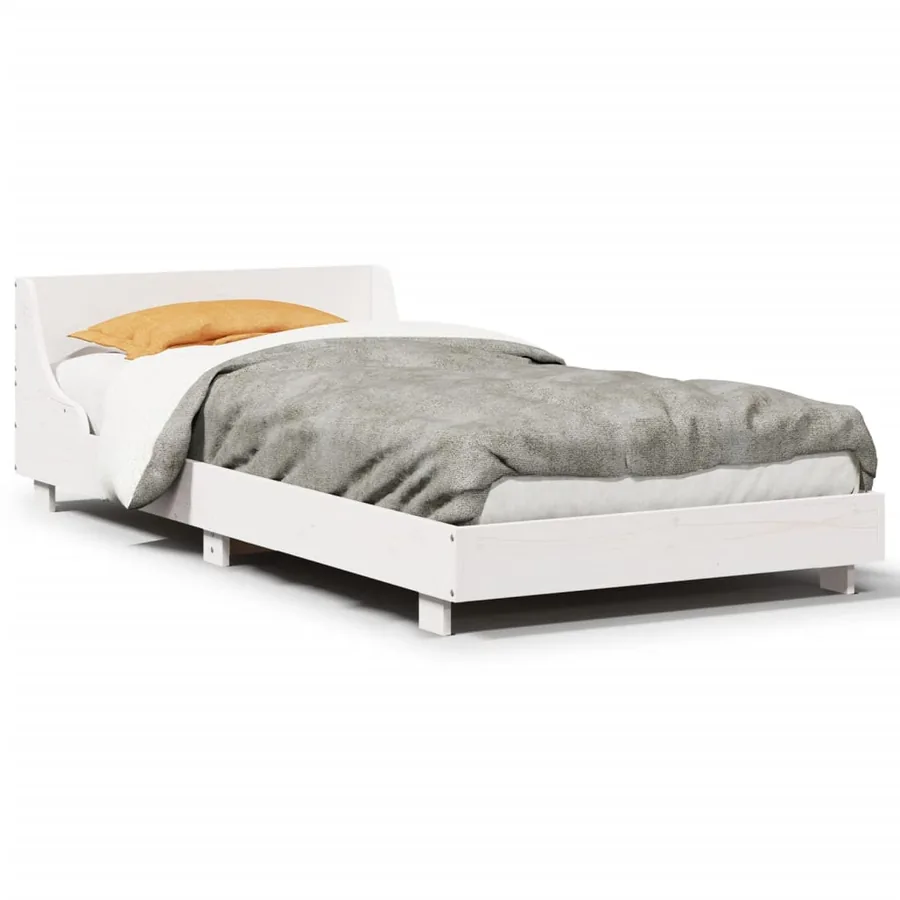 Cadre de lit sans matelas blanc 100x200 cm bois de pin massif - 2