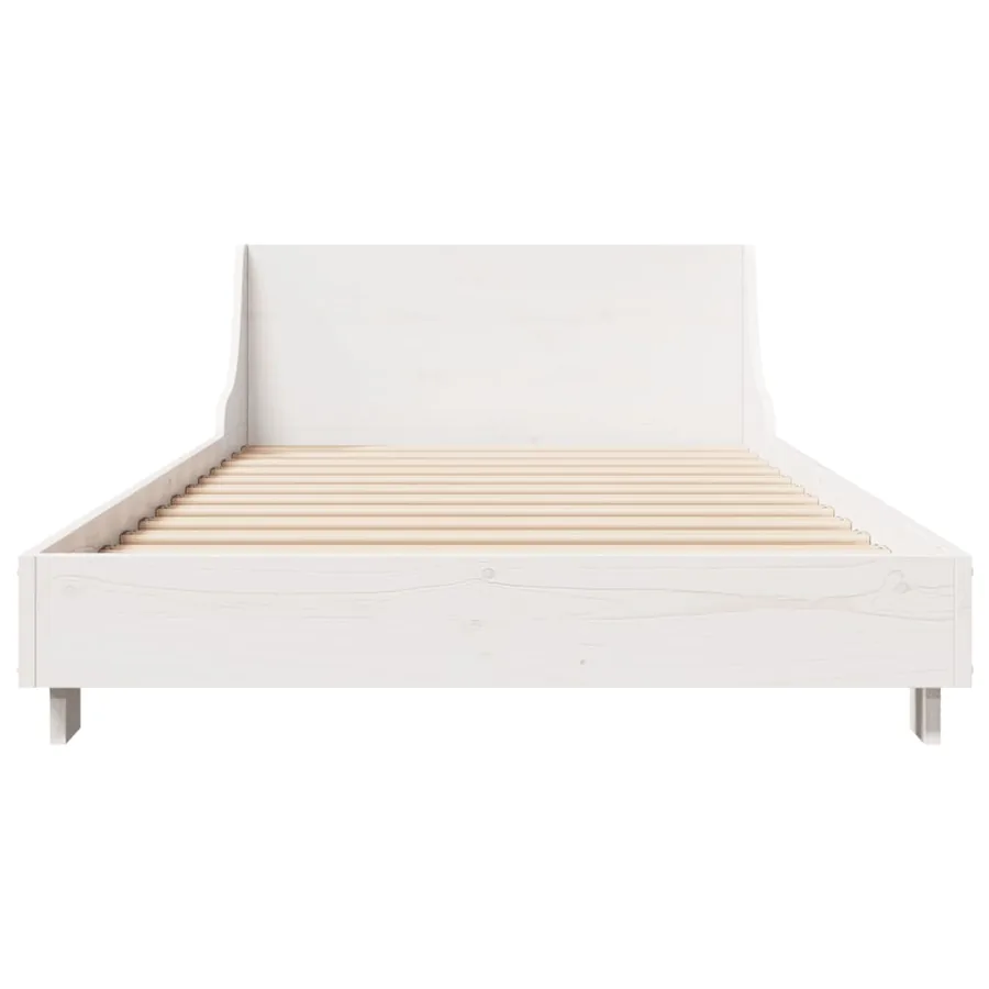 Cadre de lit sans matelas blanc 100x200 cm bois de pin massif - 4