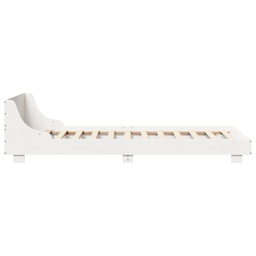 Cadre de lit sans matelas blanc 100x200 cm bois de pin massif - 5