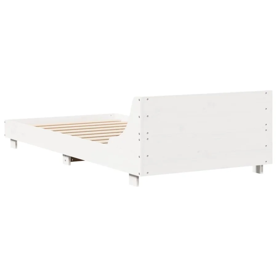 Cadre de lit sans matelas blanc 100x200 cm bois de pin massif - 6