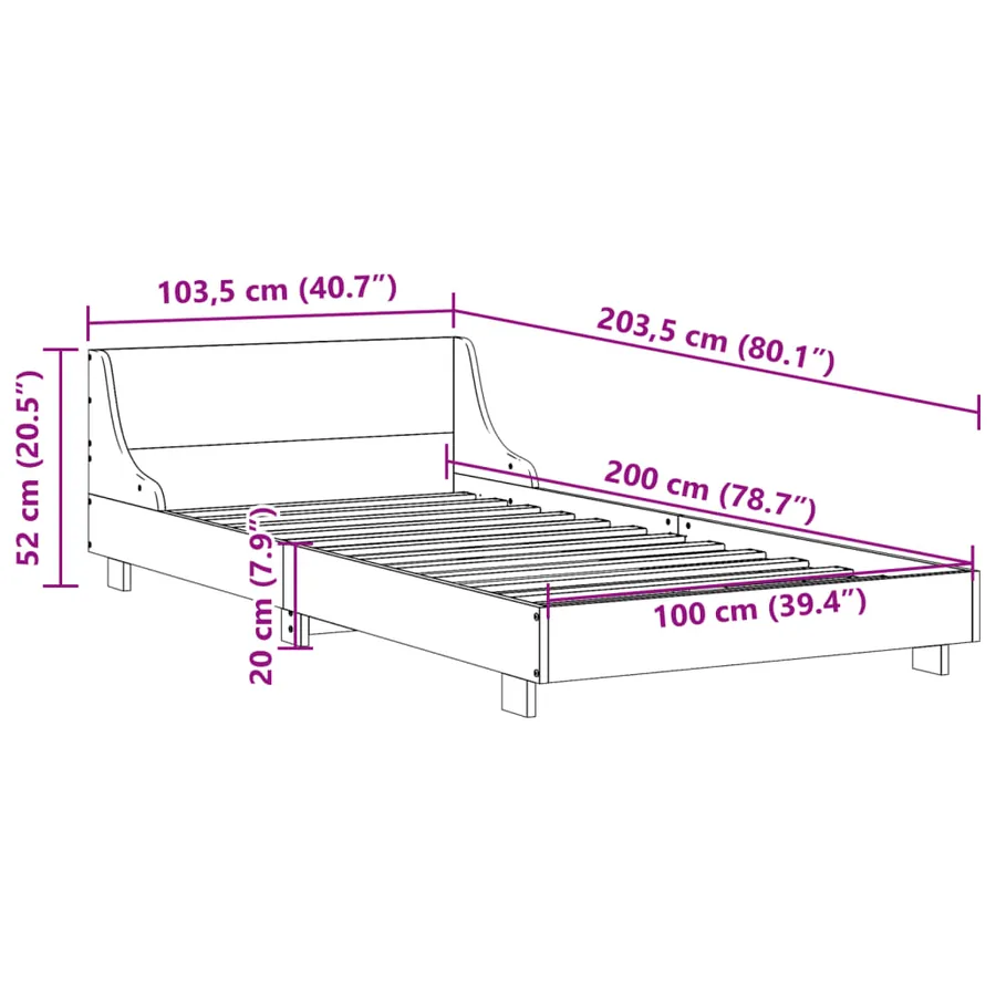 Cadre de lit sans matelas blanc 100x200 cm bois de pin massif - 9