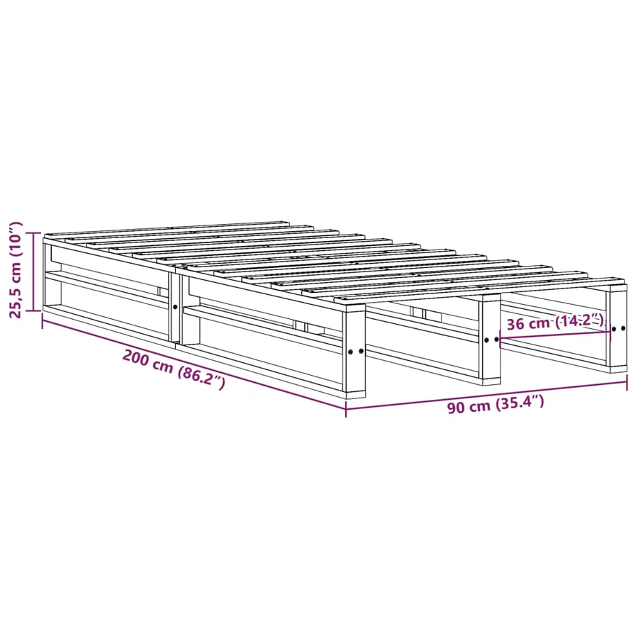 Cadre de lit sans matelas 90x200 cm bois de pin massif - 9