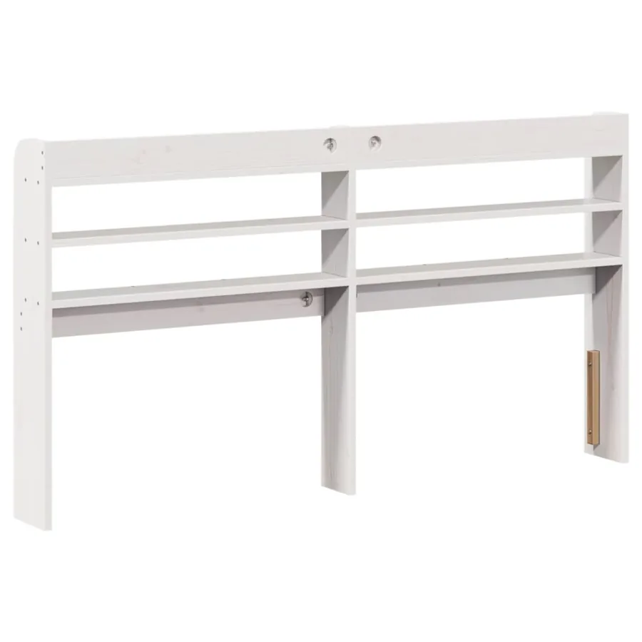 Tête de lit avec étagères blanc 150 cm bois massif de pin - 5