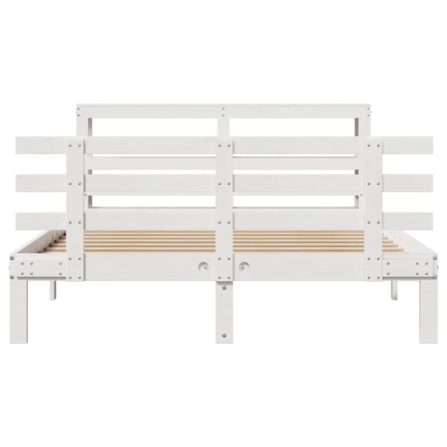 Cadre de lit avec tête de lit sans matelas blanc 120x200 cm - 4