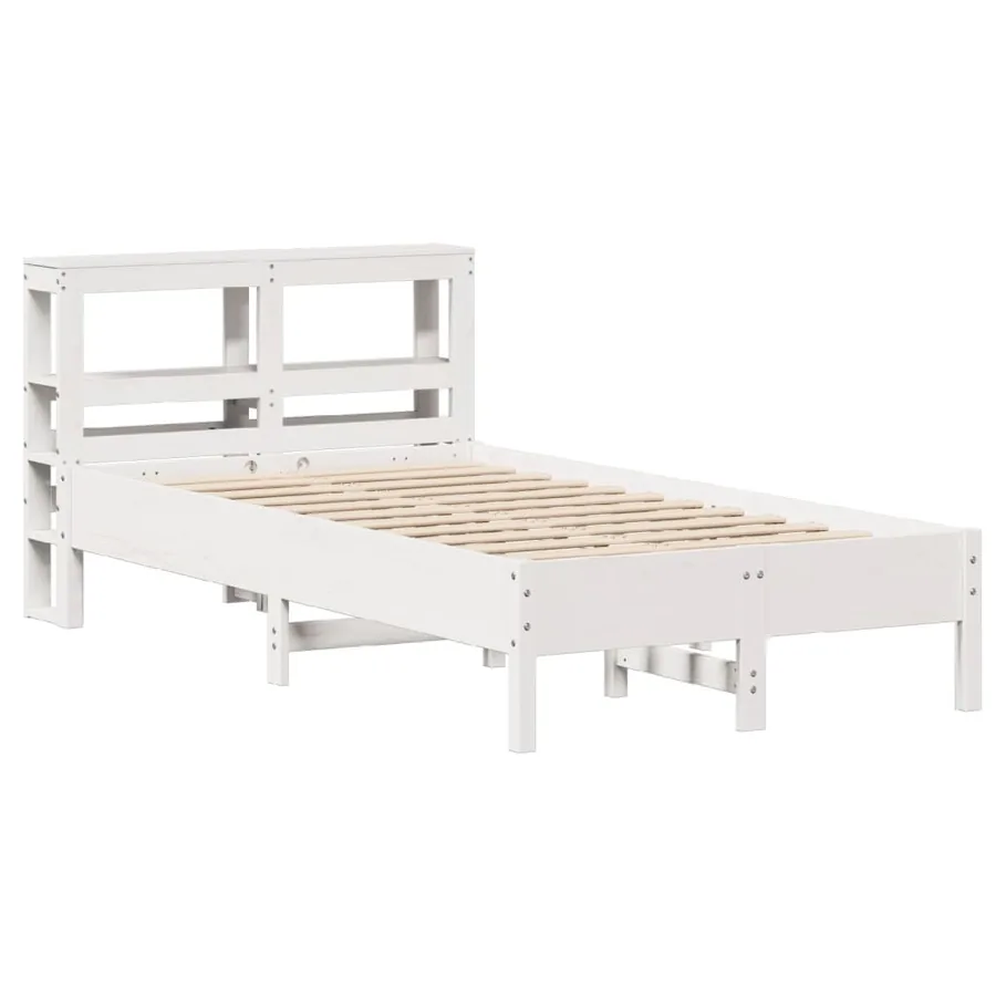 Cadre de lit sans matelas blanc 120x200 cm bois de pin massif - 3