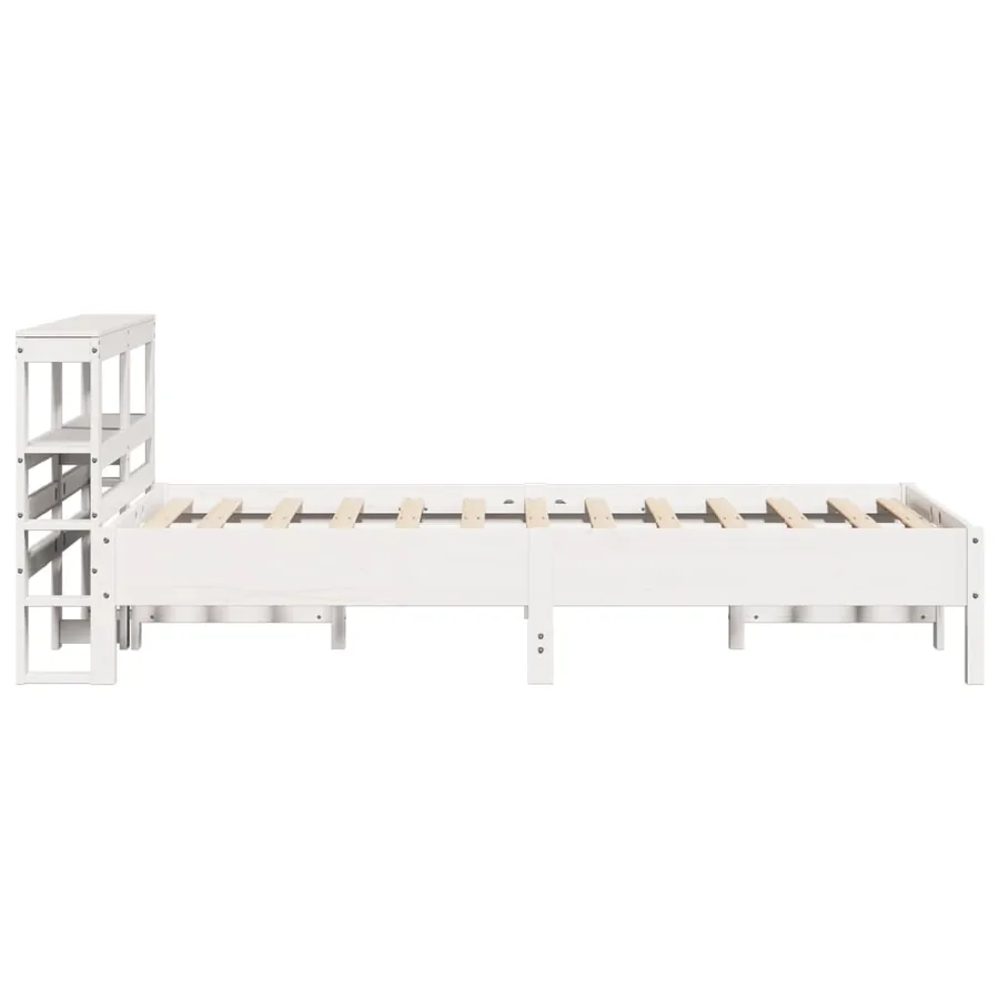 Cadre de lit sans matelas blanc 120x200 cm bois de pin massif - 5