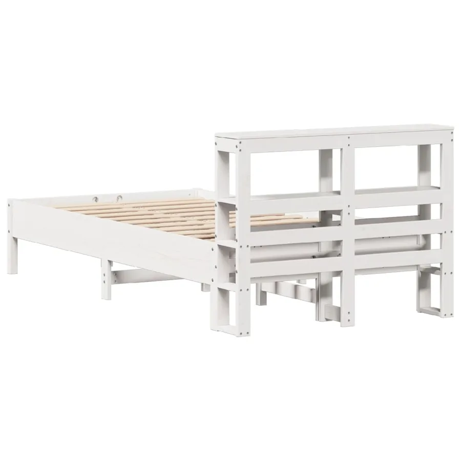 Cadre de lit sans matelas blanc 120x200 cm bois de pin massif - 6