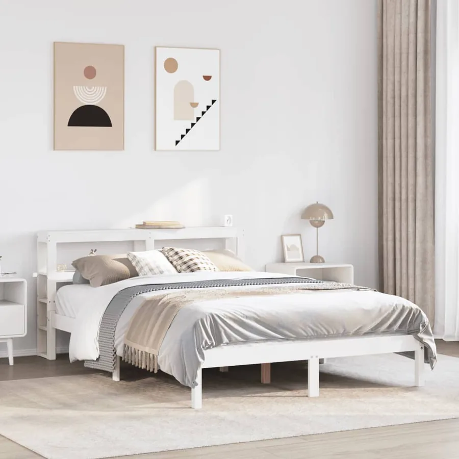 Cadre de lit sans matelas blanc 120x190 cm bois de pin massif
