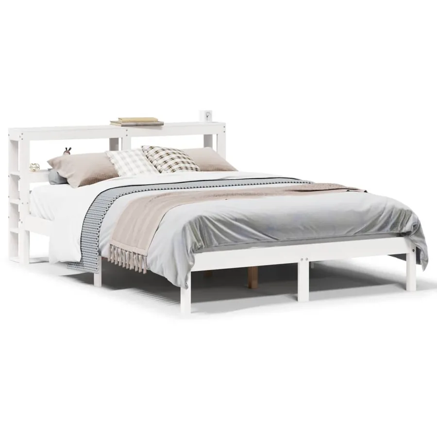 Cadre de lit sans matelas blanc 120x190 cm bois de pin massif - 2