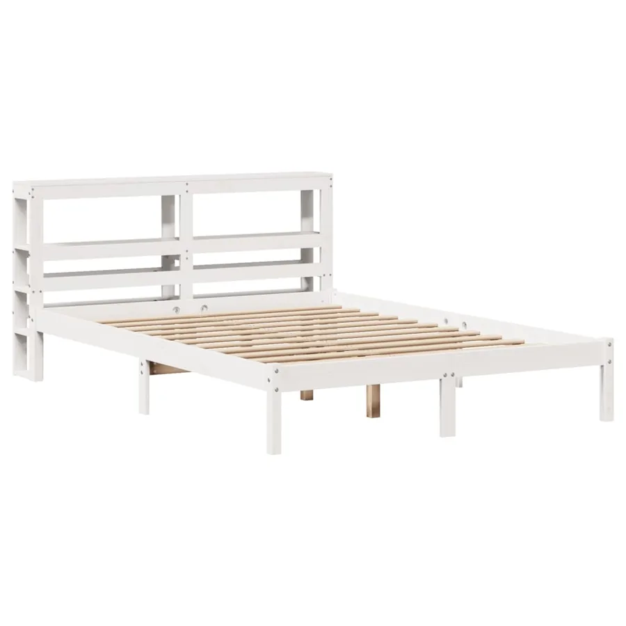 Cadre de lit sans matelas blanc 120x190 cm bois de pin massif - 3