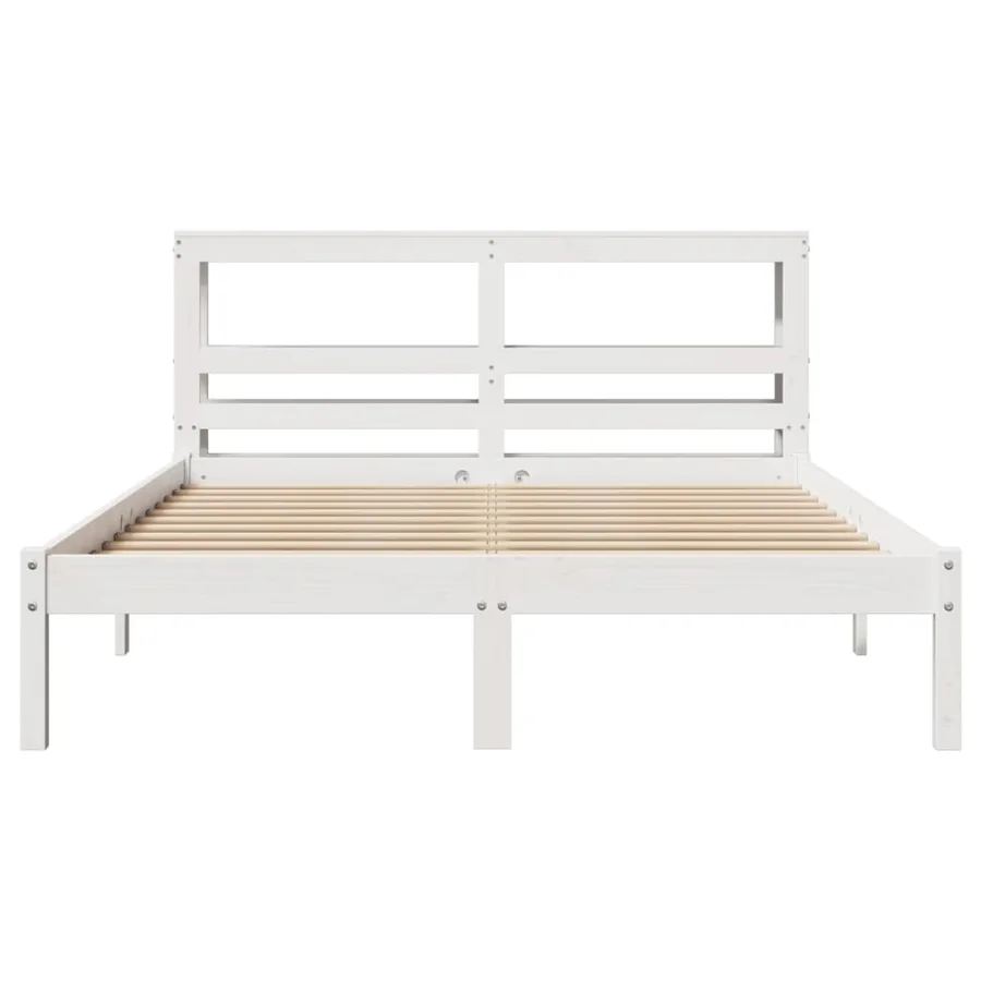 Cadre de lit sans matelas blanc 120x190 cm bois de pin massif - 4