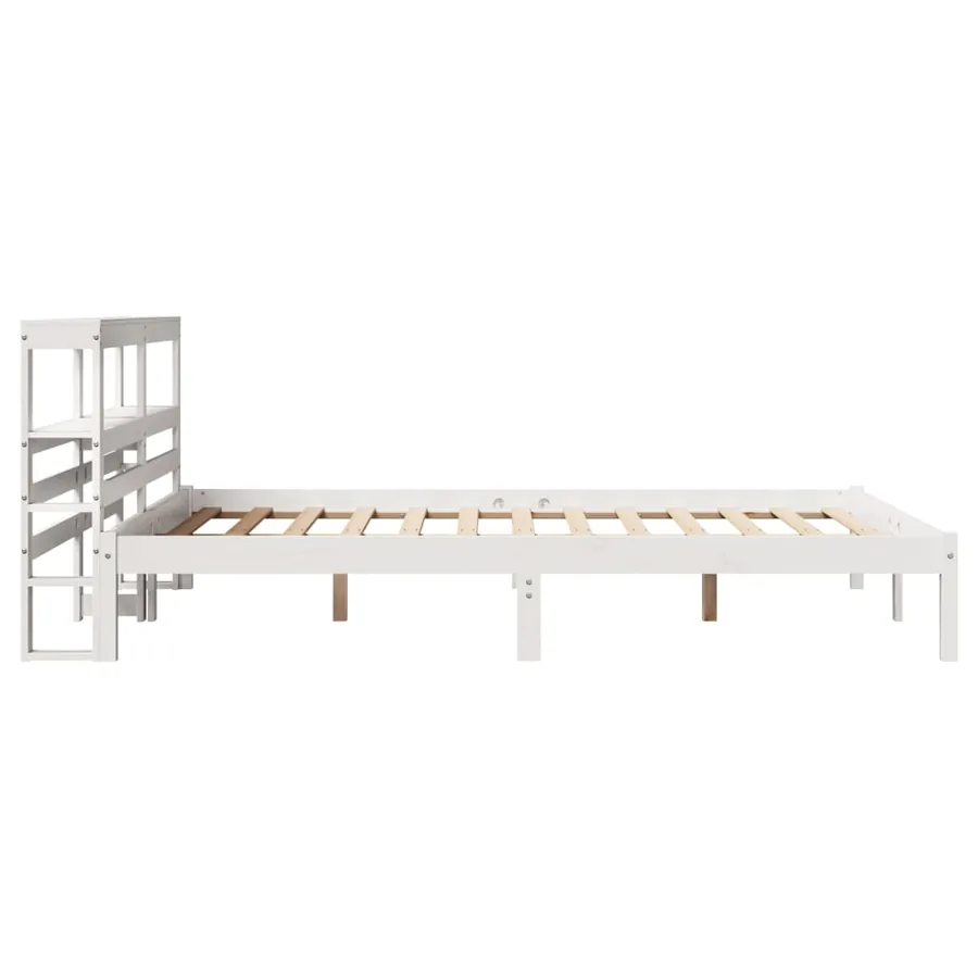 Cadre de lit sans matelas blanc 120x190 cm bois de pin massif - 5