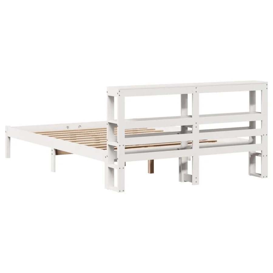 Cadre de lit sans matelas blanc 120x190 cm bois de pin massif - 6
