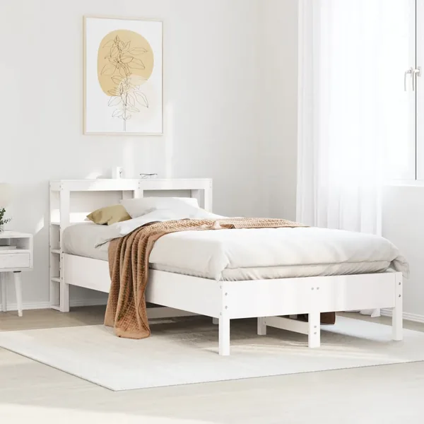 Cadre de lit sans matelas blanc 120x190 cm bois de pin massif