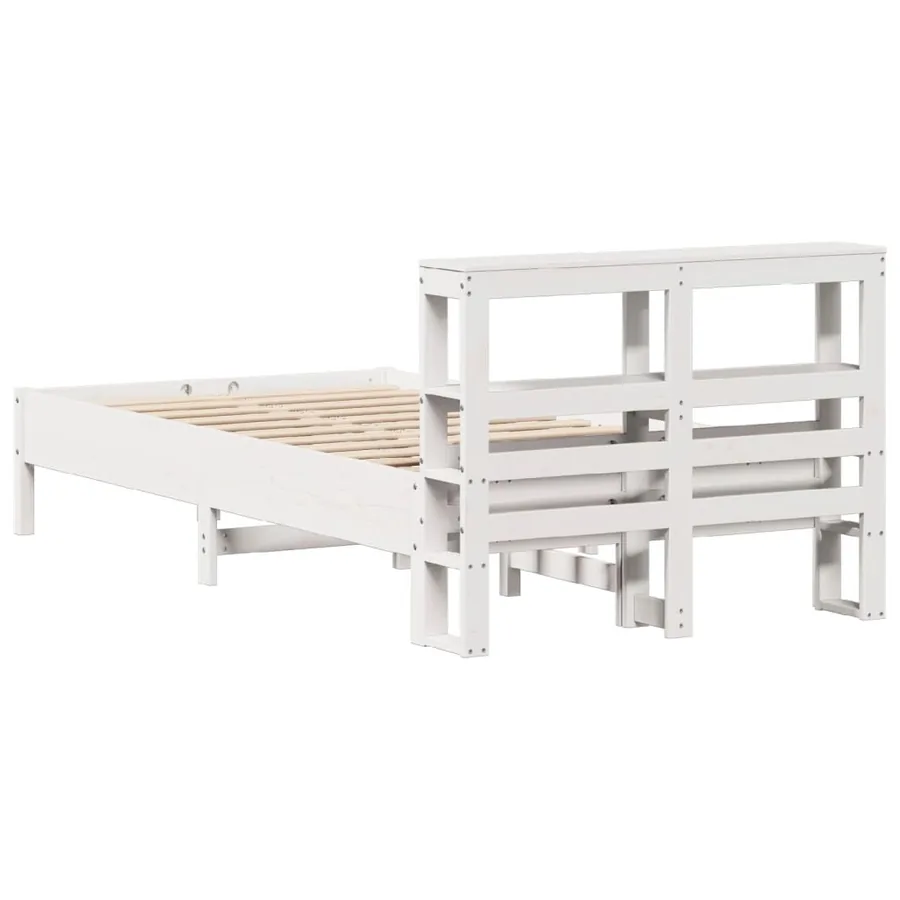 Cadre de lit sans matelas blanc 120x190 cm bois de pin massif - 6