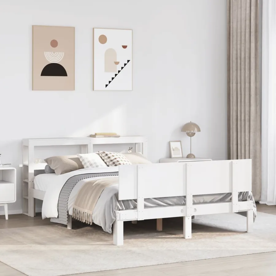 Cadre de lit avec tête de lit sans matelas blanc 120x190 cm