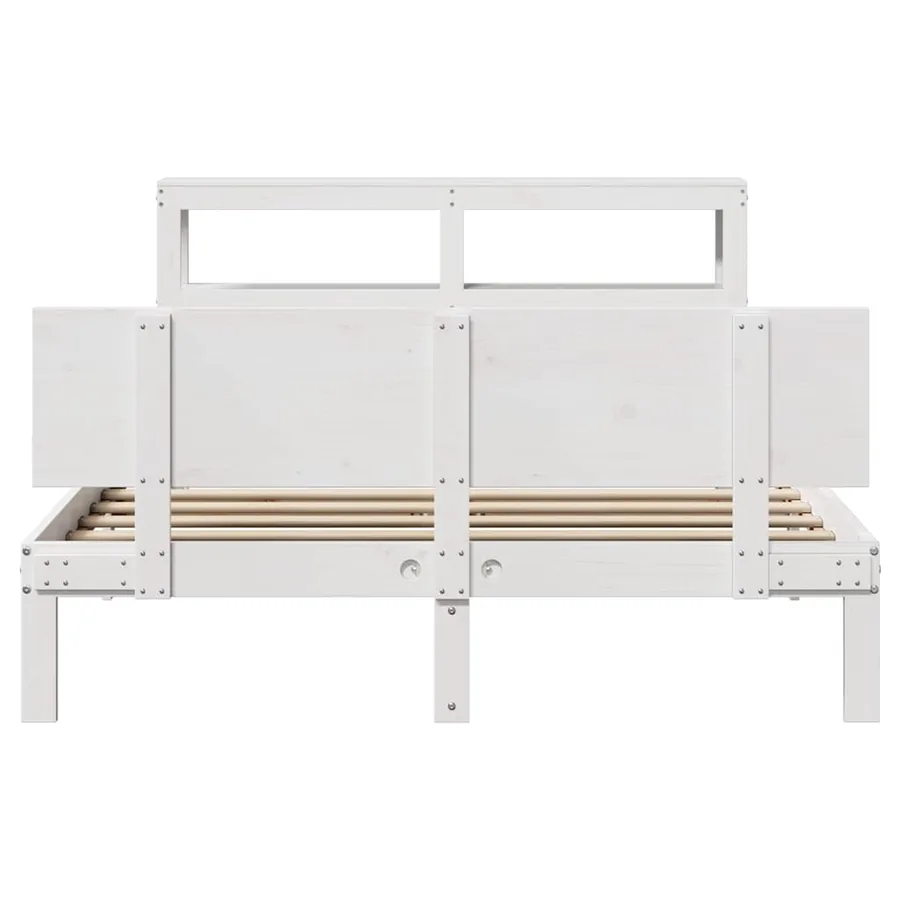 Cadre de lit avec tête de lit sans matelas blanc 120x190 cm - 4