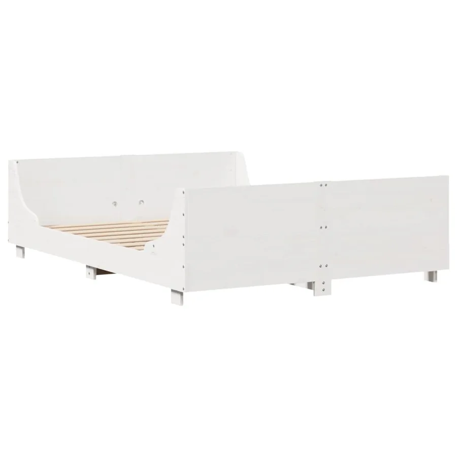 Cadre de lit sans matelas blanc 120x200 cm bois de pin massif - 5