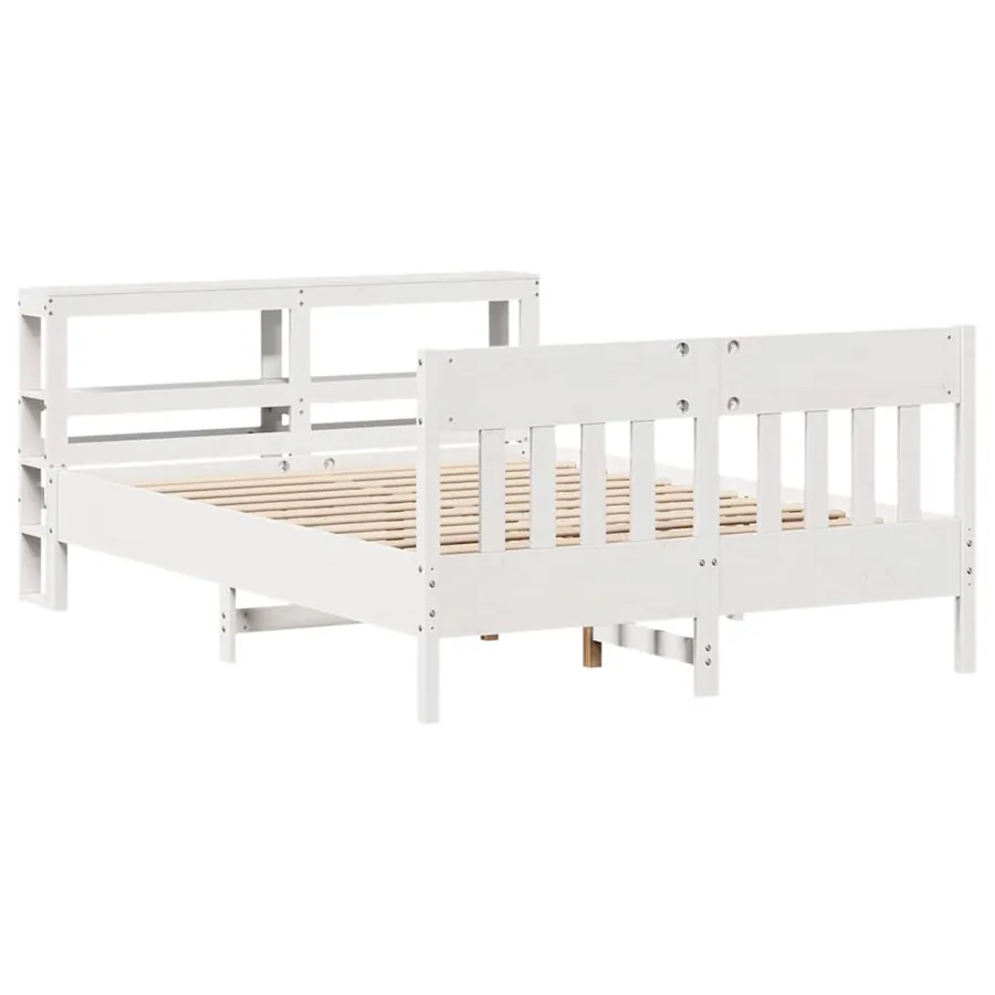 Cadre de lit sans matelas blanc 120x190 cm bois de pin massif - 3
