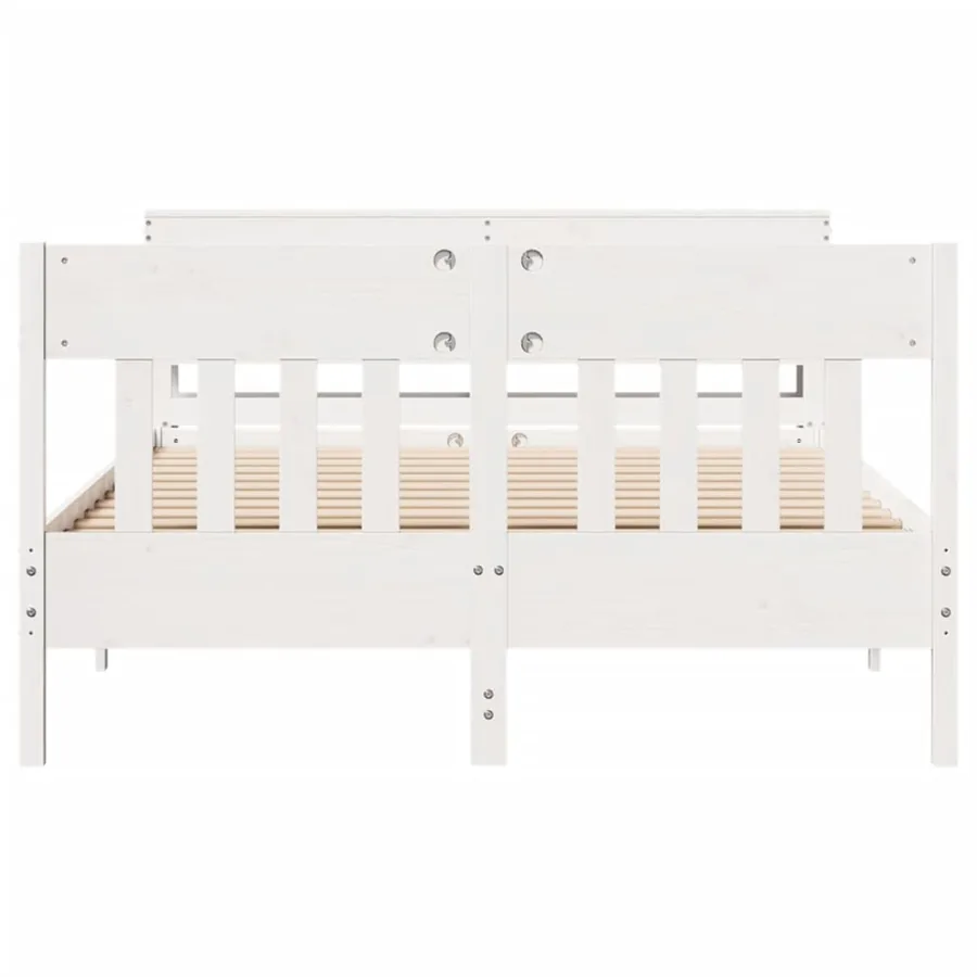 Cadre de lit sans matelas blanc 120x190 cm bois de pin massif - 4