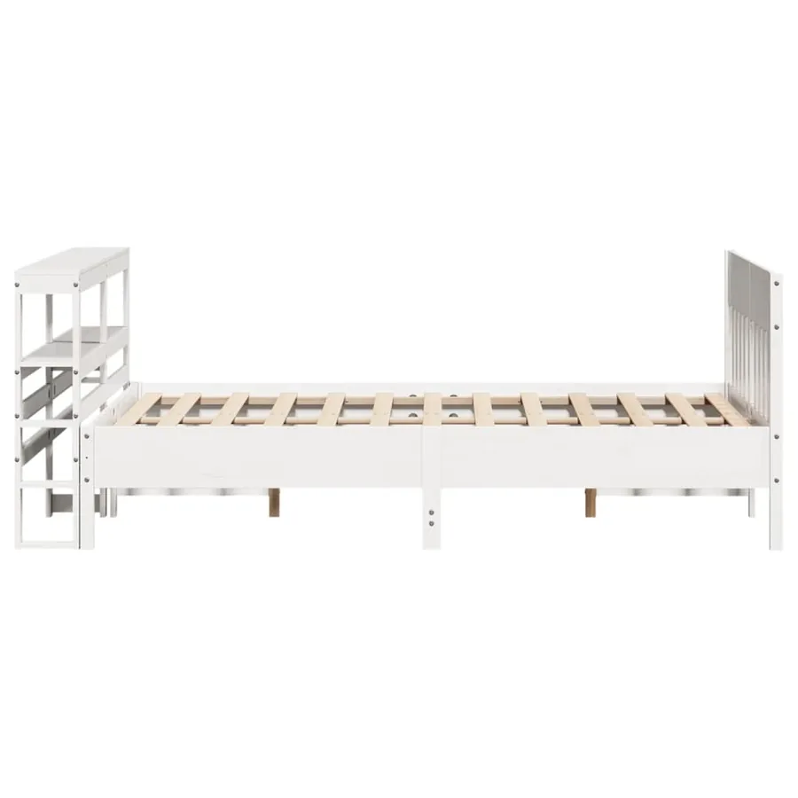 Cadre de lit sans matelas blanc 120x190 cm bois de pin massif - 5