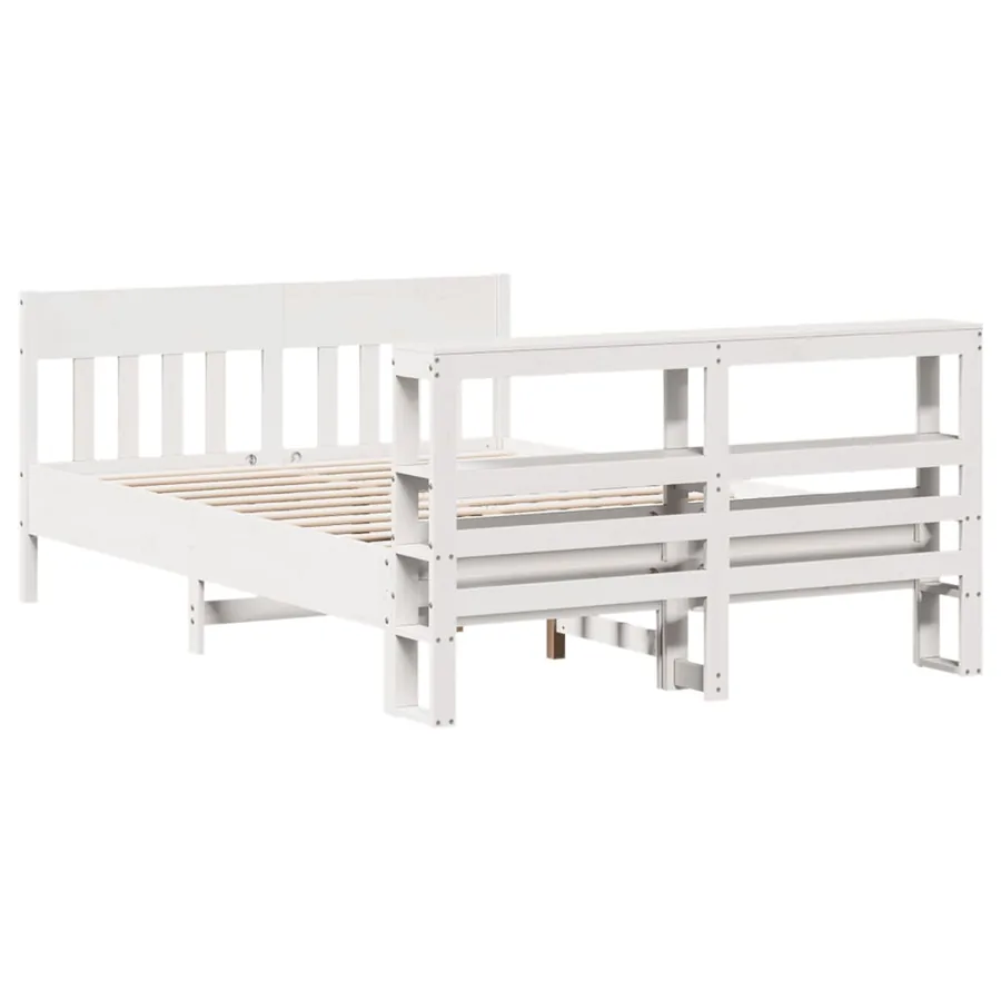 Cadre de lit sans matelas blanc 120x190 cm bois de pin massif - 6