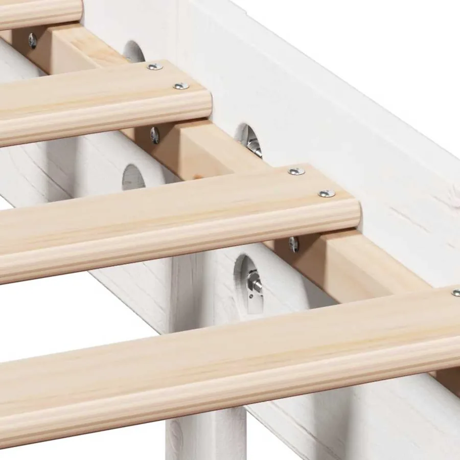 Cadre de lit sans matelas blanc 120x190 cm bois de pin massif - 9