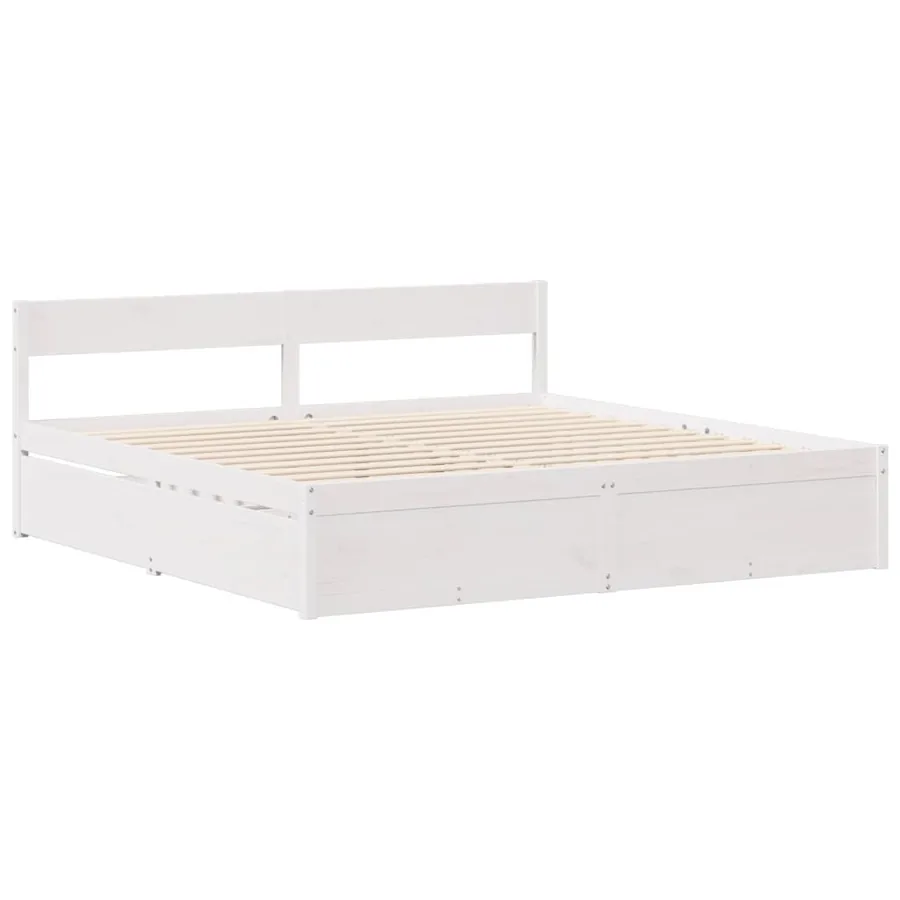 Cadre de lit sans matelas blanc 150x200 cm bois de pin massif - 5