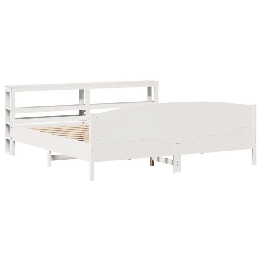Cadre de lit sans matelas blanc 180x200 cm bois massif de pin - 3