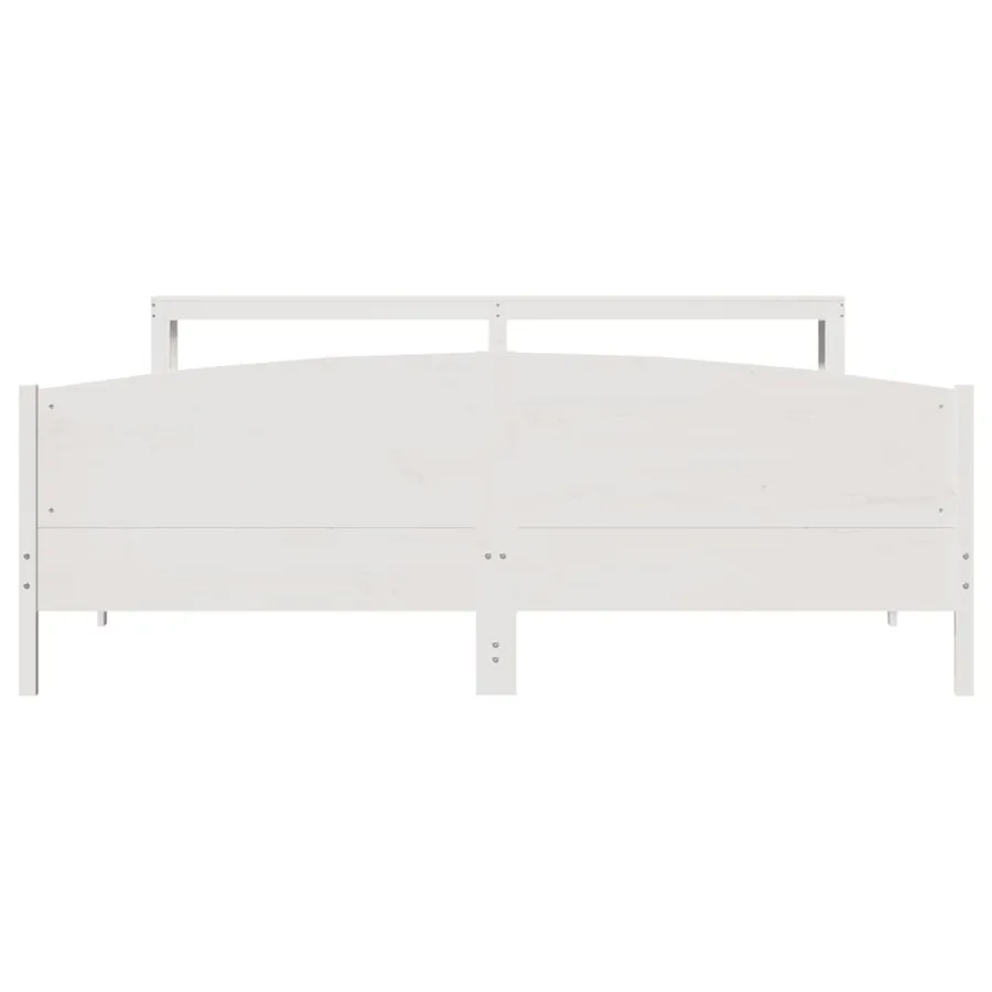 Cadre de lit sans matelas blanc 180x200 cm bois massif de pin - 4