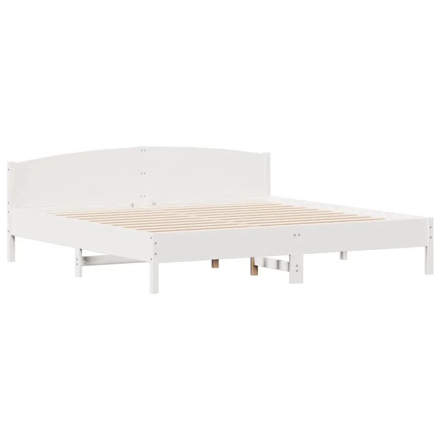 Cadre de lit sans matelas blanc 180x200 cm bois massif de pin - 7
