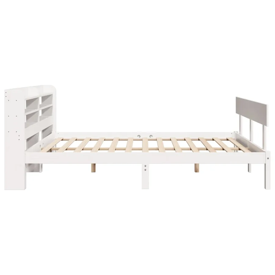 Cadre de lit sans matelas blanc 150x200 cm bois de pin massif - 5
