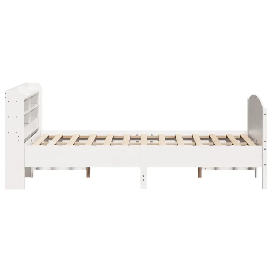 Cadre de lit sans matelas blanc 150x200 cm bois de pin massif - 5