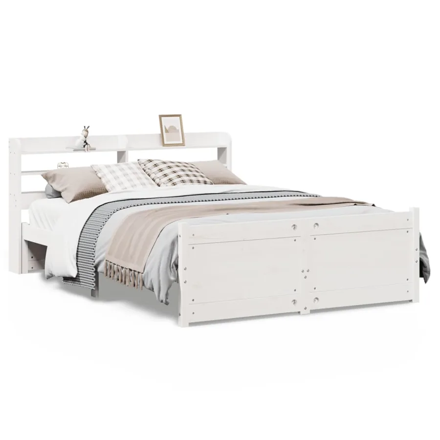 Cadre de lit avec tête de lit sans matelas blanc 150x200 cm - 2