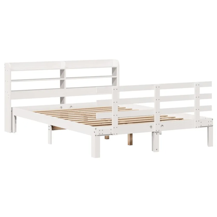 Cadre de lit avec tête de lit sans matelas blanc 150x200 cm - 3