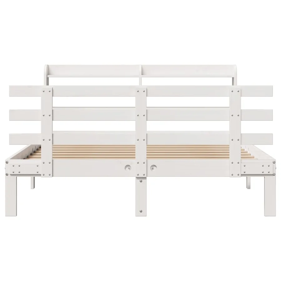 Cadre de lit avec tête de lit sans matelas blanc 150x200 cm - 4