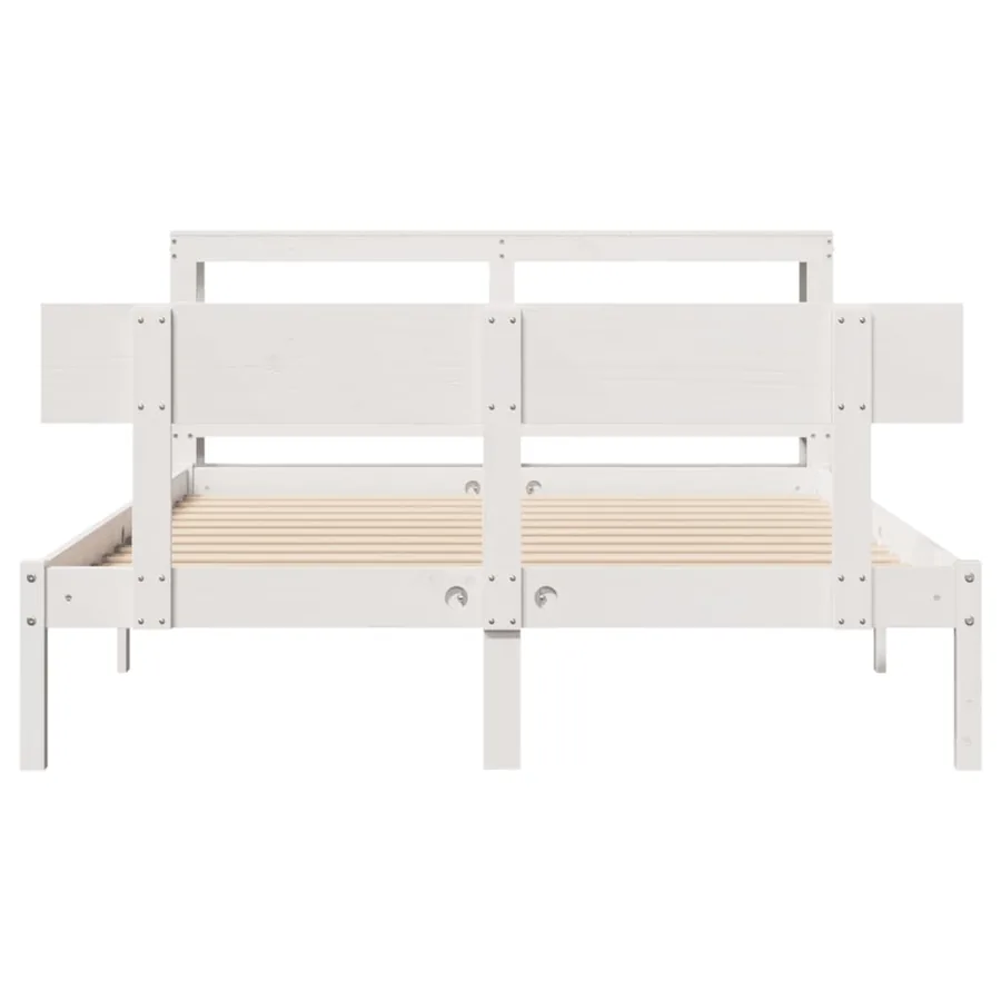 Cadre de lit sans matelas blanc 140x200 cm bois de pin massif - 4