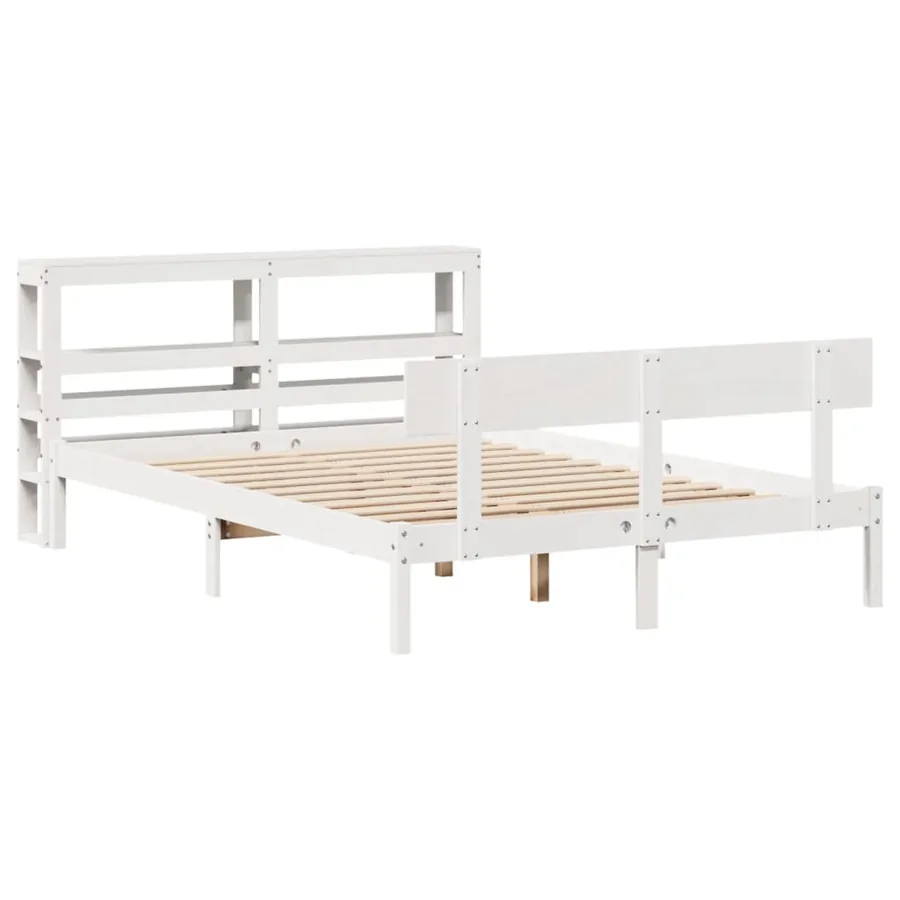 Cadre de lit sans matelas blanc 140x190 cm bois de pin massif - 3