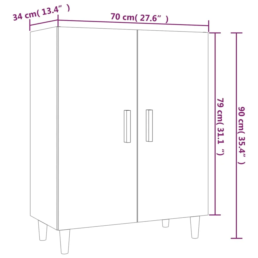 Buffet Chêne sonoma 70x34x90 cm Bois d'ingénierie - 8