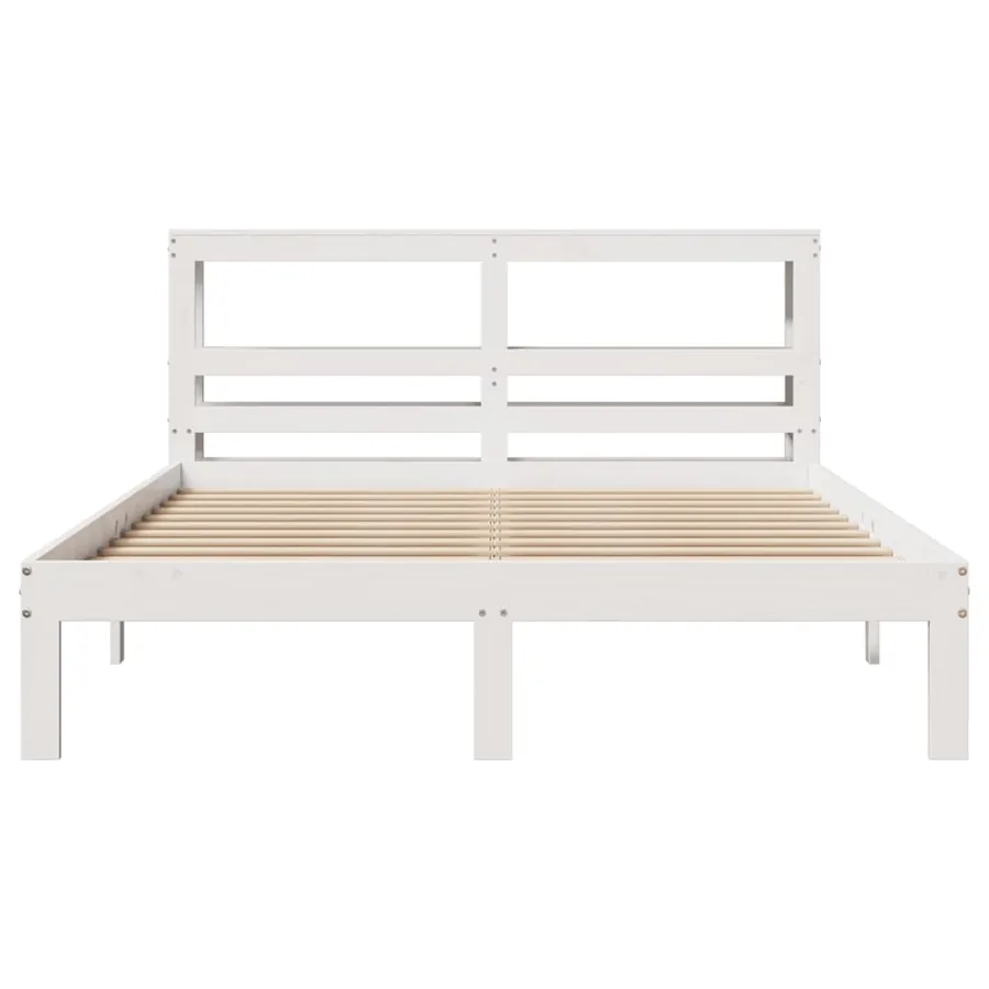 Cadre de lit avec tête de lit sans matelas blanc 140x190 cm - 4