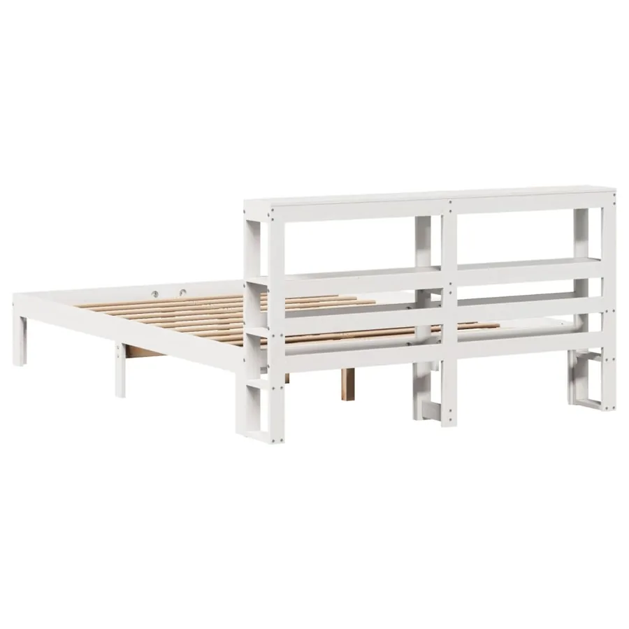 Cadre de lit avec tête de lit sans matelas blanc 140x190 cm - 6