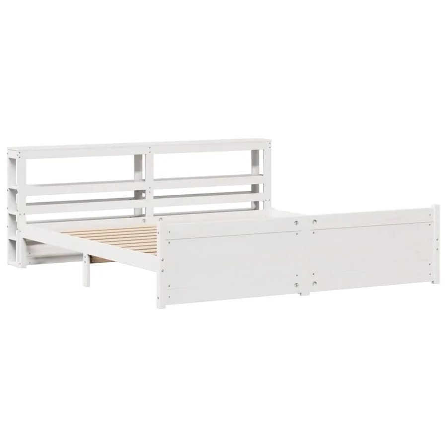 Cadre de lit avec tête de lit sans matelas blanc 180x200 cm - 3