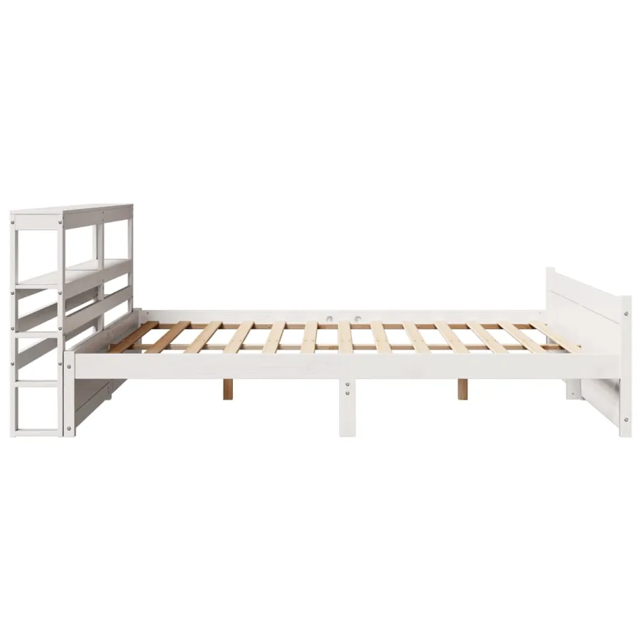 Cadre de lit avec tête de lit sans matelas blanc 180x200 cm - 7