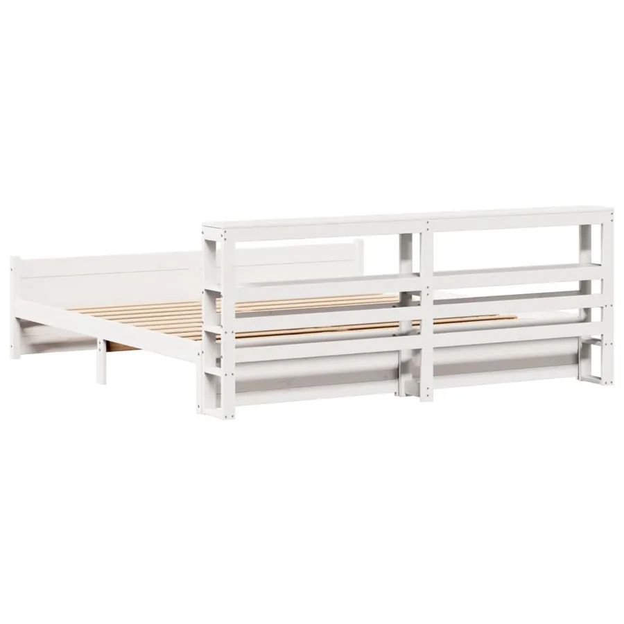 Cadre de lit avec tête de lit sans matelas blanc 180x200 cm - 8