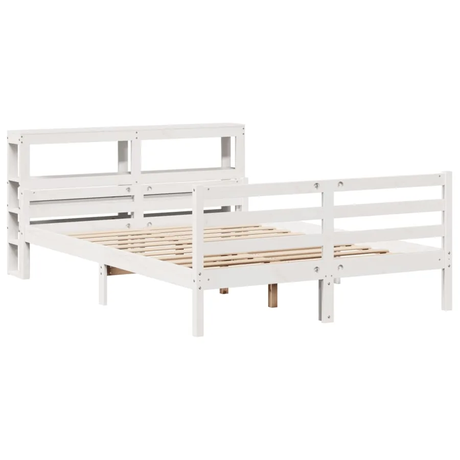 Cadre de lit avec tête de lit sans matelas blanc 140x200 cm - 3