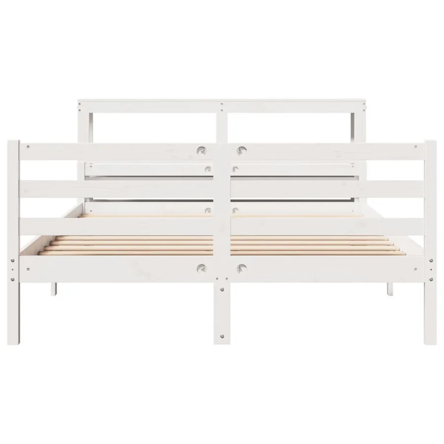 Cadre de lit avec tête de lit sans matelas blanc 140x200 cm - 4